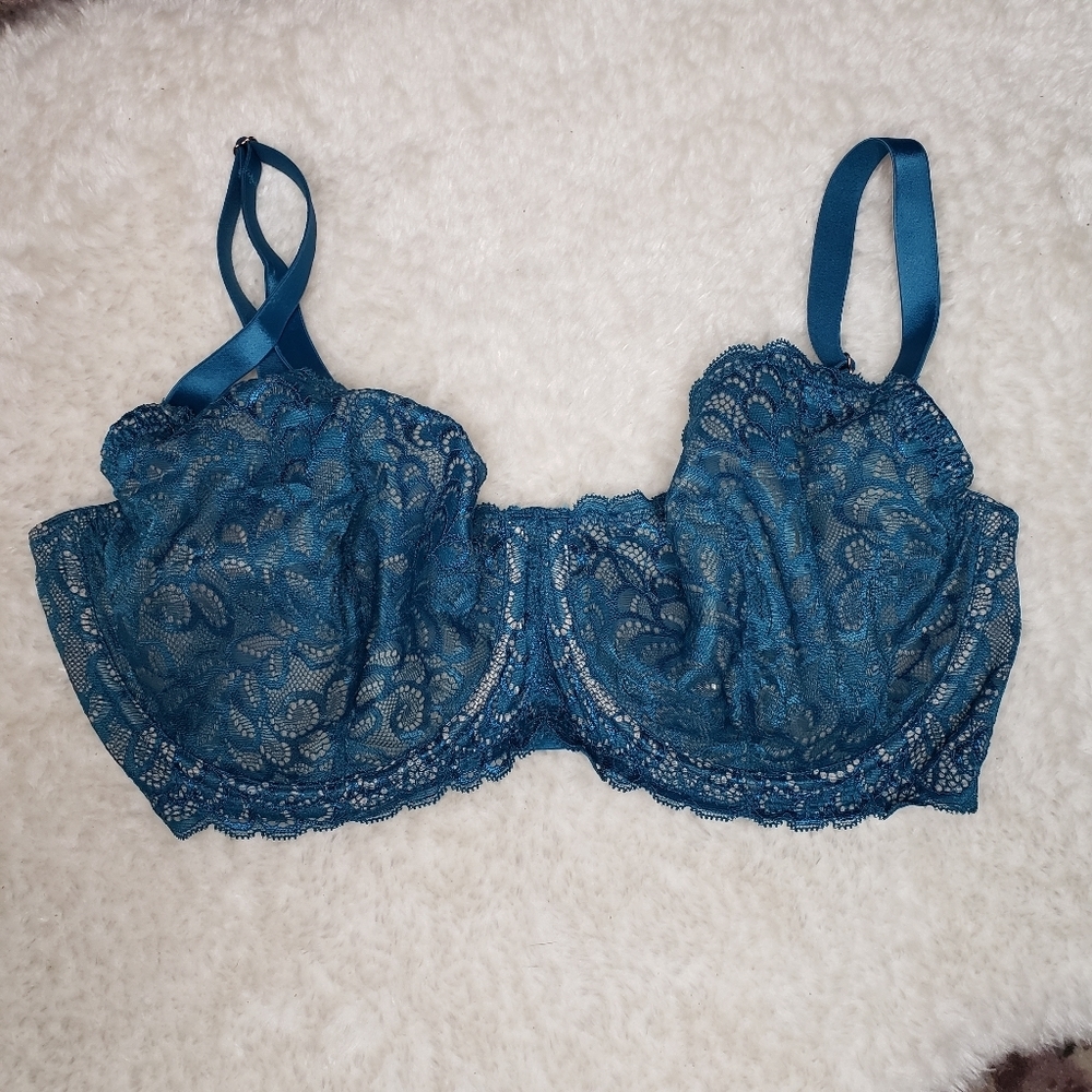 True & Co. Teal Lace Underwire Bra